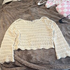 Cream Knit Cropped Sweater